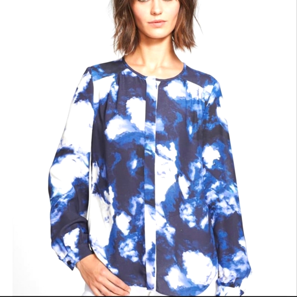 Kate Spade 'Dusk Clouds' Print Crepe Blouse. Size 4
